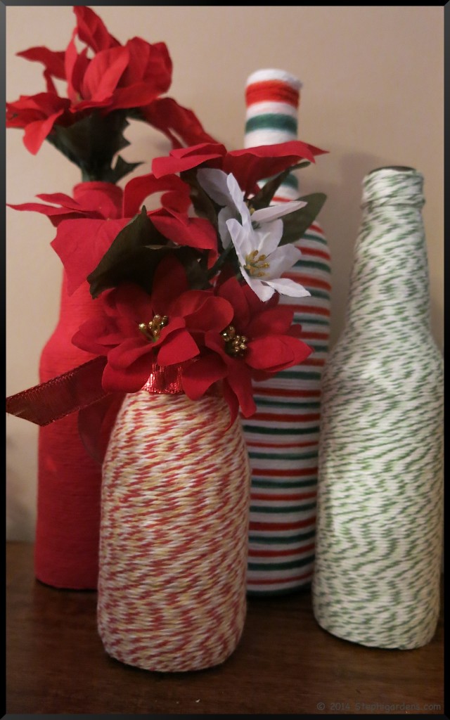 Yarn wrapped bottles