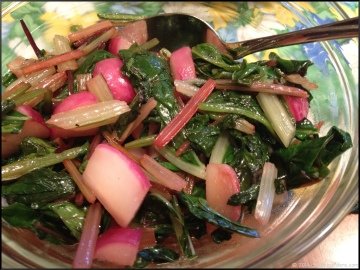 radish and swiss chard stir-fry